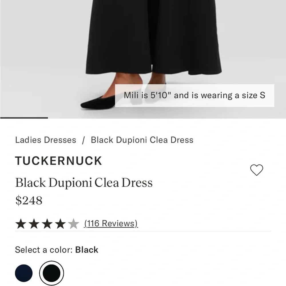 Tuckernuck XXS Black Dupioni Clea midi pocketed fit and flare dress - Picture 2 of 8
